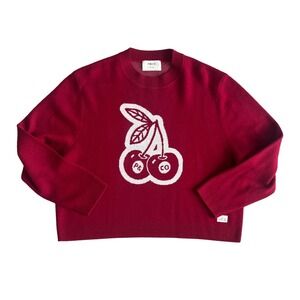 P&Co Women's Bad Seed Cherry Knit Sweater Red Wool Blend- Size 12